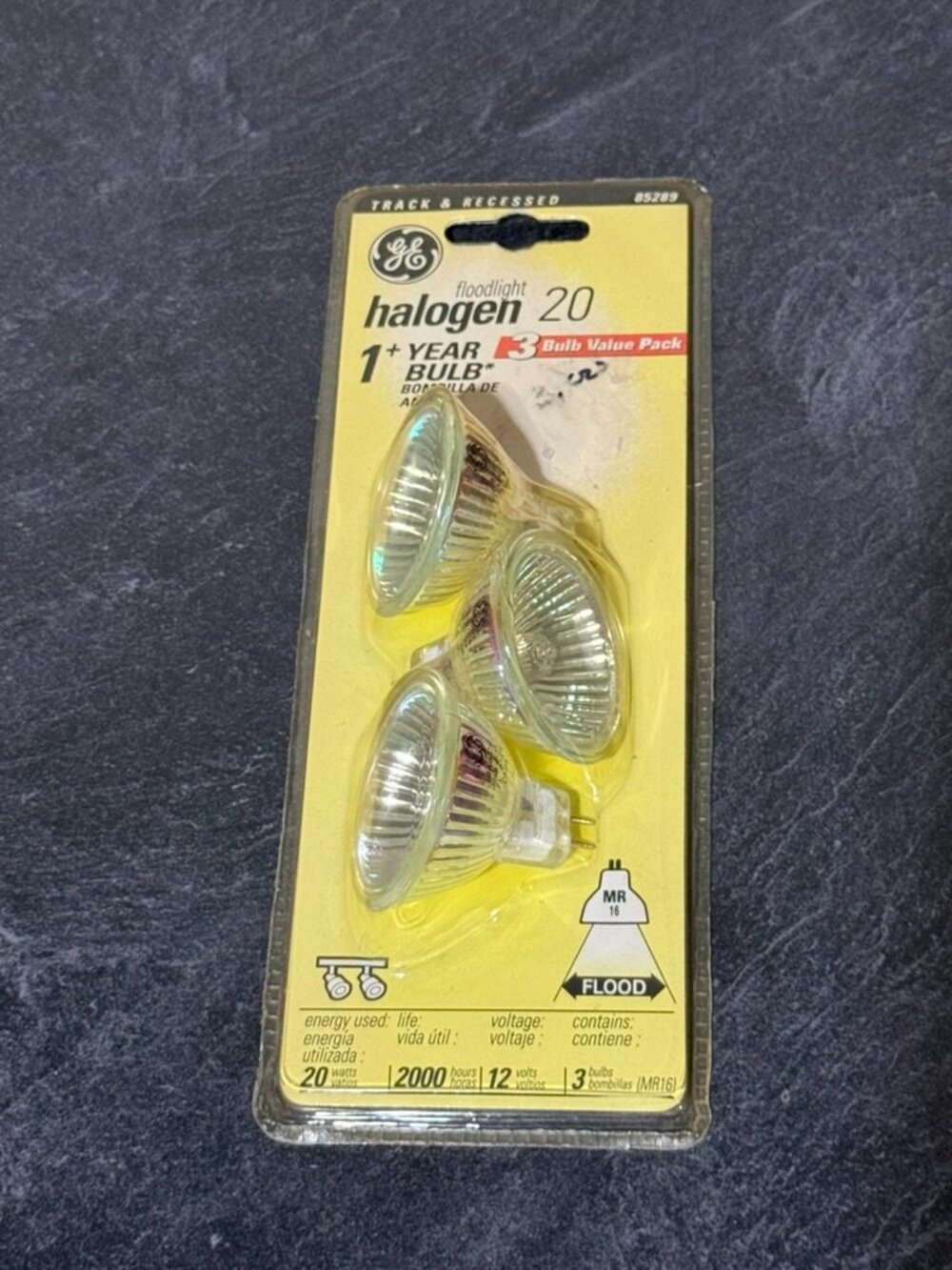 GE Halogen 20W MR16 Floodlight Bulbs 3 Pack 12V Track Recessed Light Clear 85289